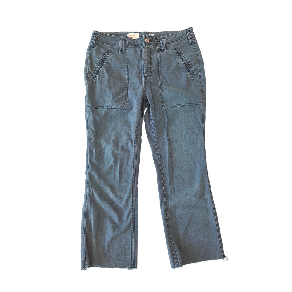 Pilcro and the Letterpress Teal Blue Utility Cargo Pants Raw Hem Size 29